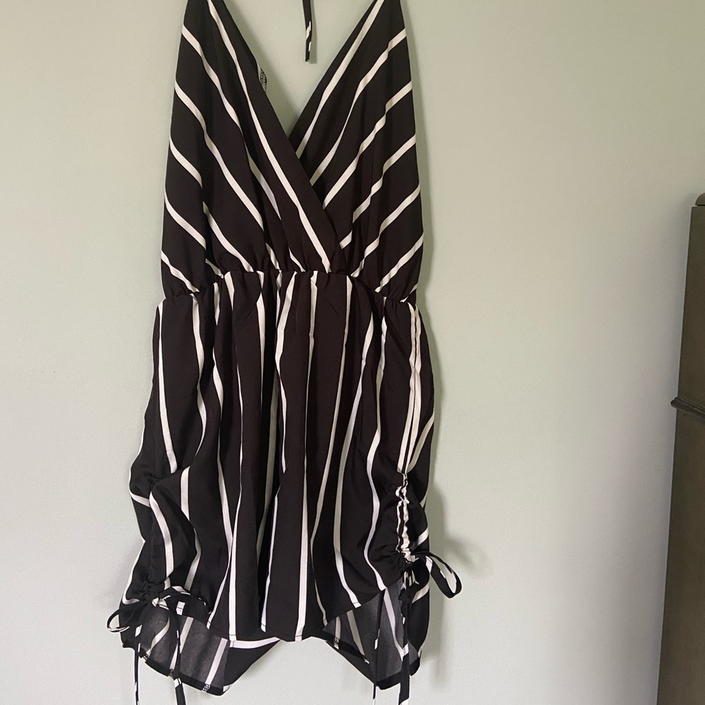SHEIN black & white striped romper